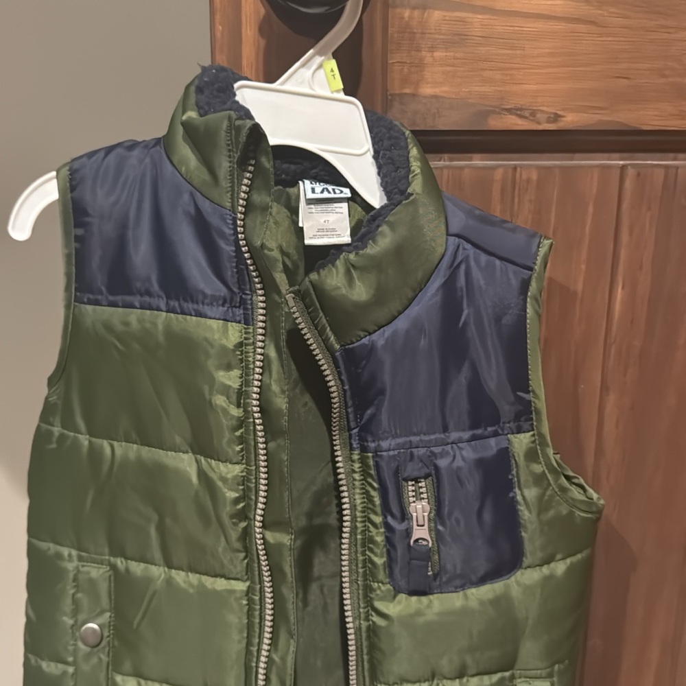 Lands' End Olive and Navy Puffer Vest